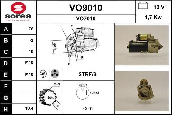 SNRA VO9010 - Стартер autosila-amz.com