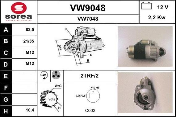 SNRA VW9048 - Стартер autosila-amz.com