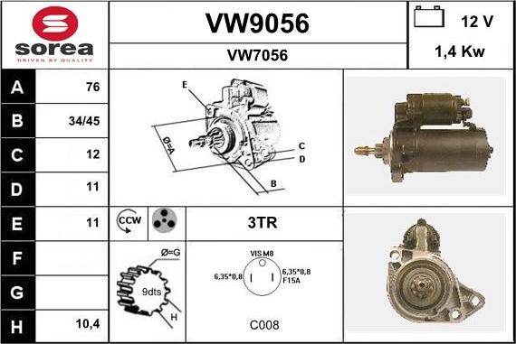 SNRA VW9056 - Стартер autosila-amz.com