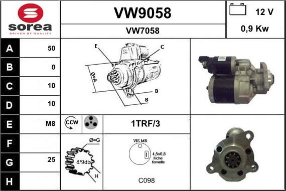 SNRA VW9058 - Стартер autosila-amz.com