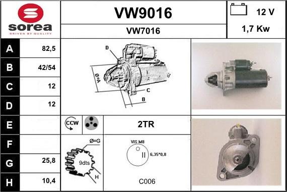 SNRA VW9016 - Стартер autosila-amz.com