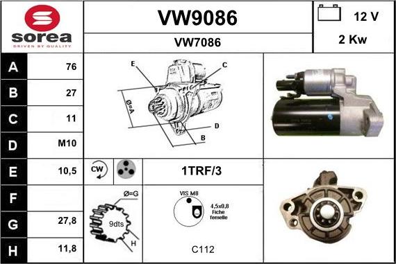 SNRA VW9086 - Стартер autosila-amz.com