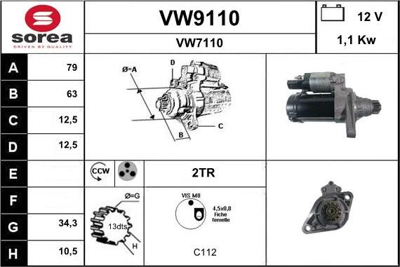 SNRA VW9110 - Стартер autosila-amz.com