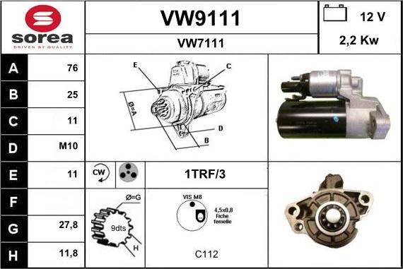 SNRA VW9111 - Стартер autosila-amz.com