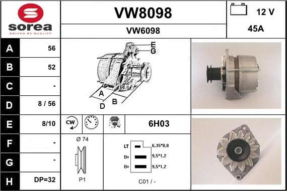 SNRA VW8098 - Генератор autosila-amz.com