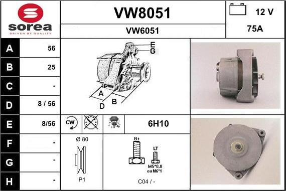 SNRA VW8051 - Генератор autosila-amz.com