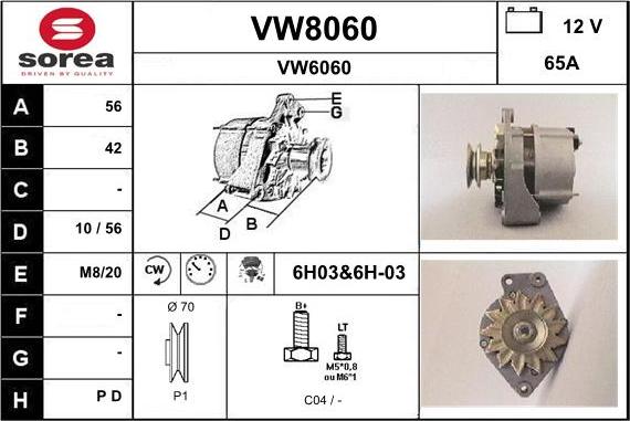 SNRA VW8060 - Генератор autosila-amz.com