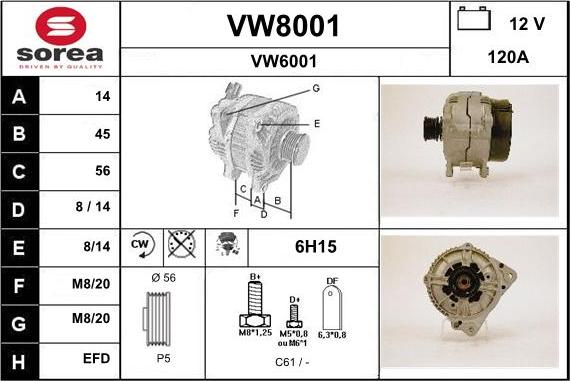 SNRA VW8001 - Генератор autosila-amz.com