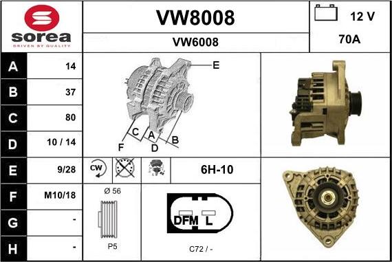 SNRA VW8008 - Генератор autosila-amz.com