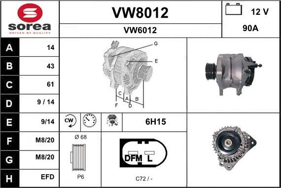 SNRA VW8012 - Генератор autosila-amz.com