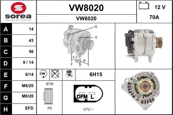 SNRA VW8020 - Генератор autosila-amz.com