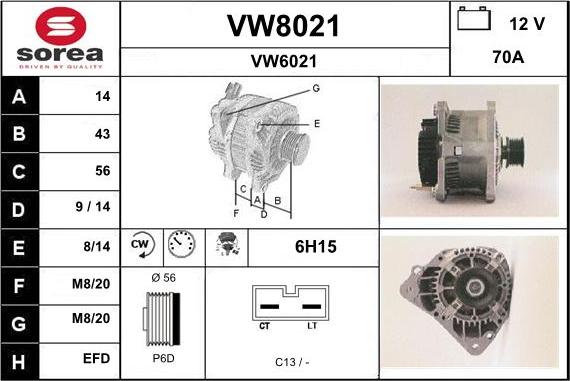 SNRA VW8021 - Генератор autosila-amz.com