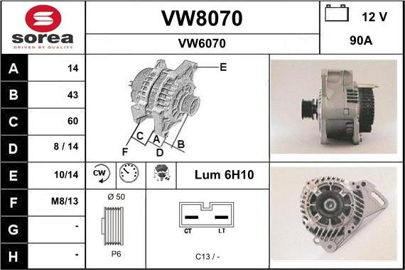 SNRA VW8070 - Генератор autosila-amz.com