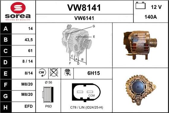 SNRA VW8141 - Генератор autosila-amz.com