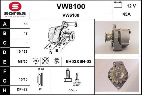 SNRA VW8100 - Генератор autosila-amz.com