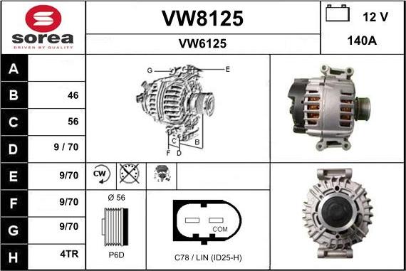 SNRA VW8125 - Генератор autosila-amz.com