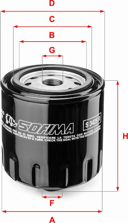 Sofima S 3425 R - Масляный фильтр autosila-amz.com