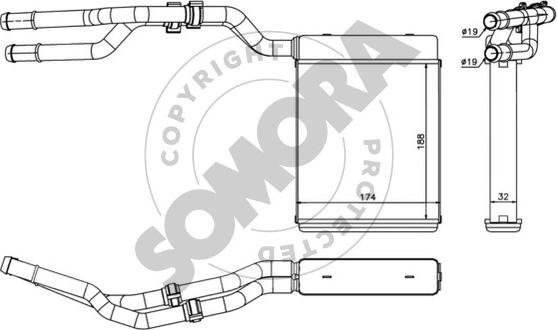 Somora 095450 - Теплообменник, отопление салона autosila-amz.com