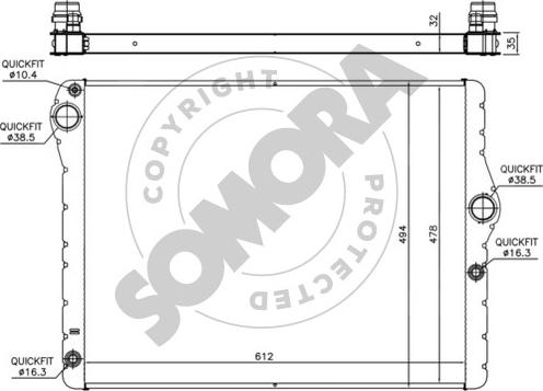 Somora 041440D - Радиатор, охлаждение двигателя autosila-amz.com