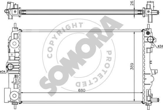 Somora 064140B - Радиатор, охлаждение двигателя autosila-amz.com