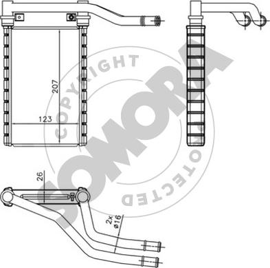 Somora 087250 - Теплообменник, отопление салона autosila-amz.com