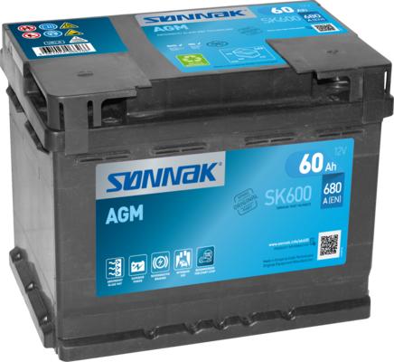 Sonnak SK600 - Стартерная аккумуляторная батарея, АКБ autosila-amz.com