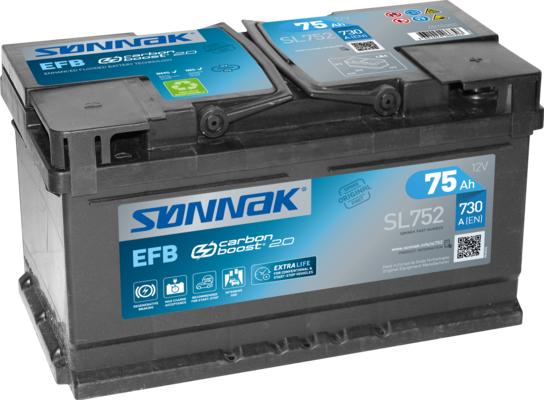 Sonnak SL752 - Стартерная аккумуляторная батарея, АКБ autosila-amz.com