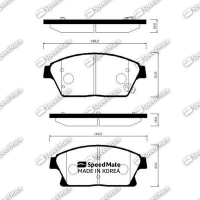 SpeedMate SM-BPG025 - Тормозные колодки, дисковые, комплект autosila-amz.com