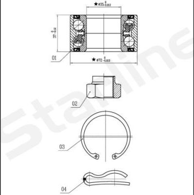 Starline LO 00915 - Комплект подшипника ступицы колеса autosila-amz.com