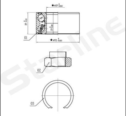 Starline LO 01439 - Комплект подшипника ступицы колеса autosila-amz.com