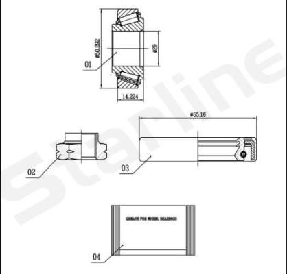 Starline LO 01333 - Комплект подшипника ступицы колеса autosila-amz.com