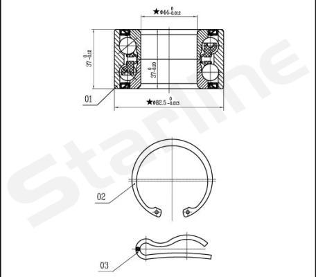 Starline LO 03423 - Комплект подшипника ступицы колеса autosila-amz.com