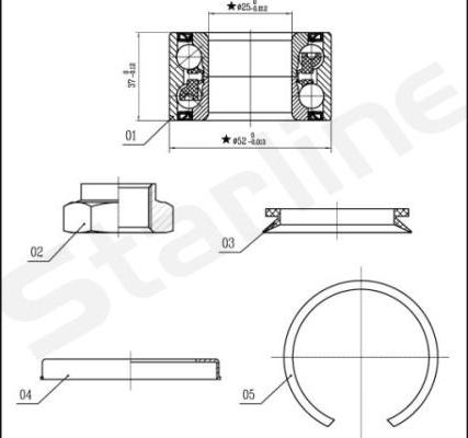 Starline LO 03556 - КОМПЛЕКТ ПОДШИПНИКА КОЛЕСА ЗАД PSA autosila-amz.com