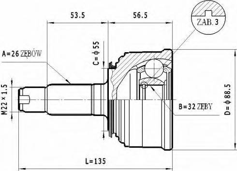 Statim C.452 - Шарнирный комплект, ШРУС, приводной вал autosila-amz.com