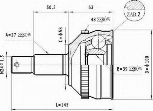 Statim C.121 - Шарнирный комплект, ШРУС, приводной вал autosila-amz.com