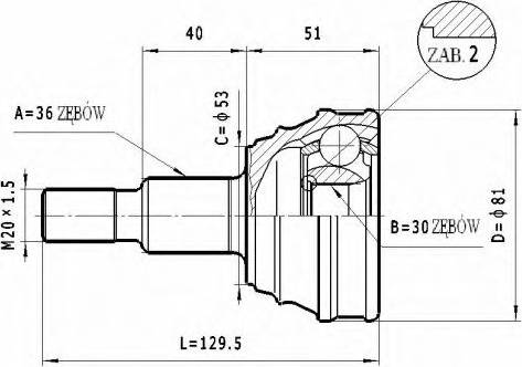 Statim C.349 - Шарнирный комплект, ШРУС, приводной вал autosila-amz.com