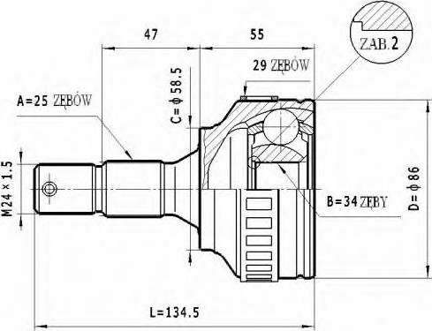 Statim C.266 - Шарнирный комплект, ШРУС, приводной вал autosila-amz.com