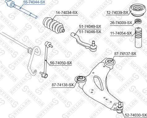 Stellox 55-74044-SX - Осевой шарнир, рулевая тяга autosila-amz.com