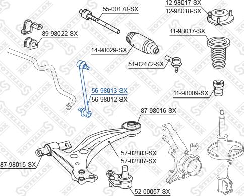 Stellox 56-98013-SX - тяга стабилизатора переднего левая!\ Toyota Camry 96> autosila-amz.com
