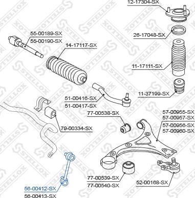 Stellox 56-00412-SX - Тяга / стойка, стабилизатор autosila-amz.com