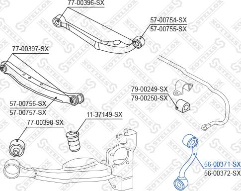 Stellox 56-00371-SX - тяга стабилизатора заднего левая!\ Renault Koleos, Nissan Qashqai all 07> autosila-amz.com