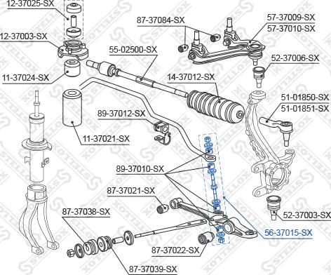 Stellox 56-37015-SX - тяга стабилизатора переднего!\ Honda Accord CB1/CB3/CB7/CC/CE/CF 90-98 autosila-amz.com