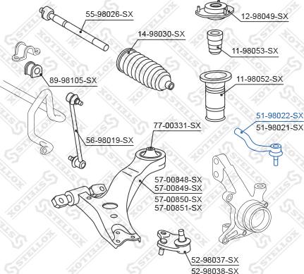 Stellox 51-98022-SX - Наконечник рулевой тяги, шарнир autosila-amz.com