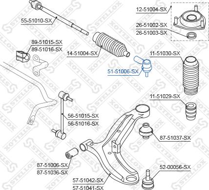 Stellox 51-51006-SX - Наконечник рулевой тяги, шарнир autosila-amz.com