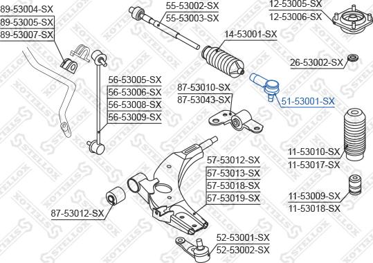 Stellox 51-53001-SX - Наконечник рулевой тяги, шарнир autosila-amz.com