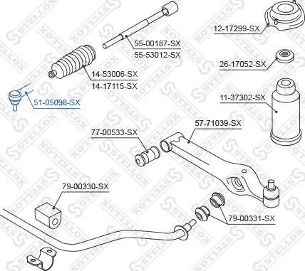 Stellox 51-05098-SX - Наконечник рулевой тяги, шарнир autosila-amz.com