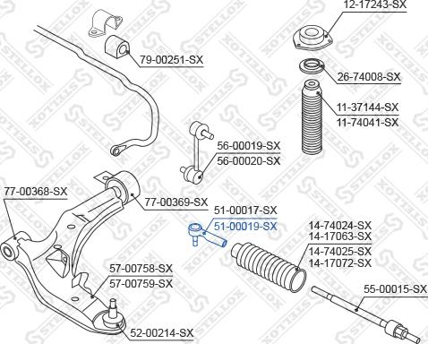 Stellox 51-00019-SX - Наконечник рулевой тяги, шарнир autosila-amz.com