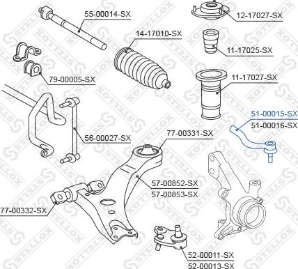 Stellox 51-00015-SX - Наконечник рулевой тяги, шарнир autosila-amz.com