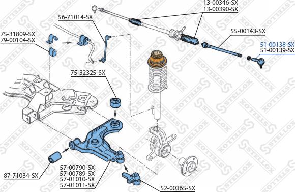 Stellox 51-00138-SX - Наконечник рулевой тяги, шарнир autosila-amz.com