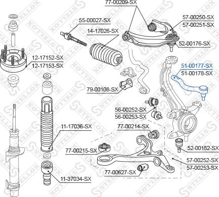 Stellox 51-00177-SX - наконечник рулевой левый!\\ Honda Accord all 08> autosila-amz.com
